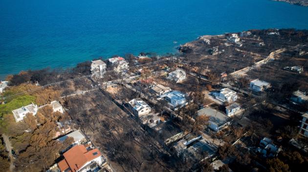 Μάτι καμένη περιοχή αεροφωτογραφία