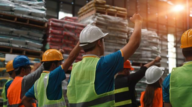 εργάτες με κράνη