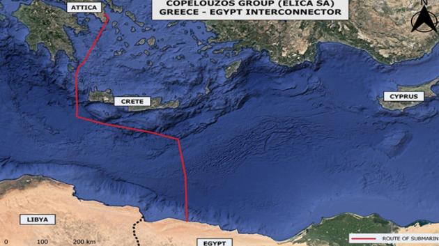 Διασύνδεση Ελλάδας-Αιγύπτου χάρτης