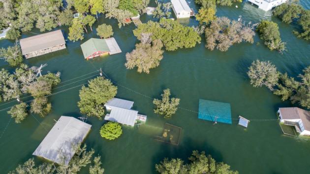 Αεροφωτογραφία πλημμυρισμένης περιοχής