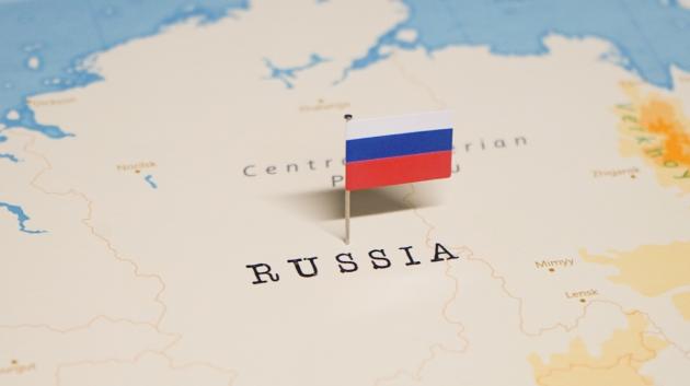 Χάρτης Ρωσίας με σημαία
