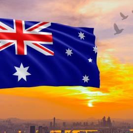 Αυστραλιανή σημαία ηλιοβασίλεμα