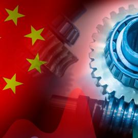 Σημαία Κίνας γρανάζια βιομηχανίας