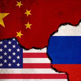 ΗΠΑ, Ρωσία, Κίνα σημαίες